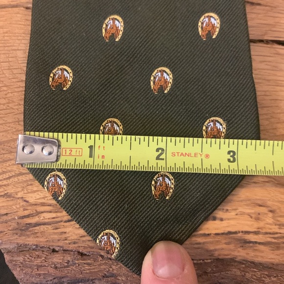 BROOKS BROTHERS EMBROIDERED HORSES HORSESHOE VINTAGE 70’s SILK BLEND NECKTIE - Picture 6 of 9